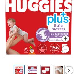 Huggies Plus Little Movers Diapers, Disney Baby, Size 5, 156 ct