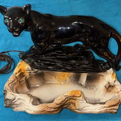1959 Vintage Black Panther Lamp & Planter, Excellent Condition 