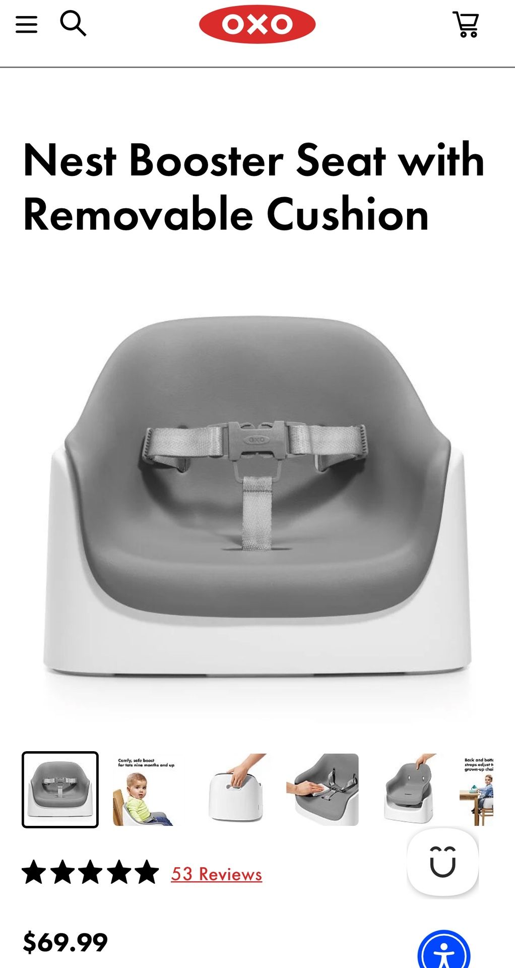 Nest Booster Seat With Removable Cushion 