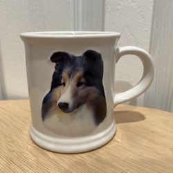 Sheltie Dog Coffee Mug Cup 1999 Vintage 3D Design White Farmhouse Cottage Vtg
