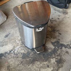 Gallon Bathroom D-Shape Metal Step Trash Can, Brushed/Chrome