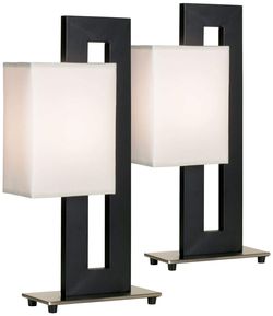2 Set Black Floating Square Table Lamp