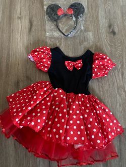 Minnie Mouse Girls Halloween Costume Dress with Ears