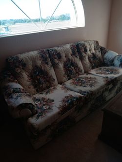 Floral Upholstered Three-Seat Sofa and matching loveseat