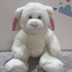 TEDDY BEAR!  PURE WHITE WITH SILVER NOSE - 15 INCH BUILD A BEAR