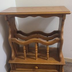 Wood Canterbury Style Magazine Rack Side Table 