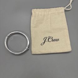 J.Crew Silver Tone Hinged Bangle Bracelet Womens Minimalist Jewelry Fashion