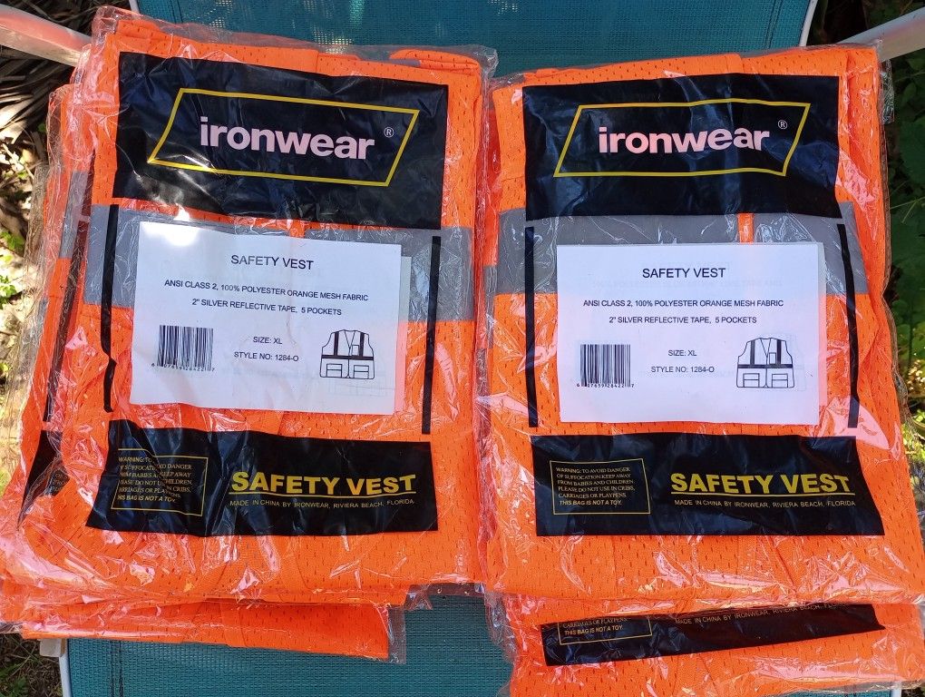 Safety Vests *5.00 Each* (14 Available-XL) Ironwear Orange Reflective Vests Brand New Still Sealed