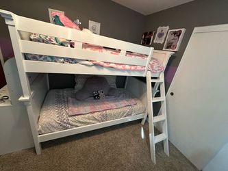 White twin bunk bed