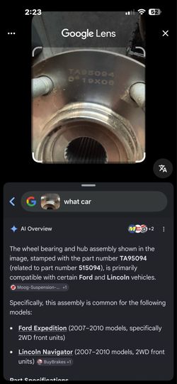 The wheel bearing and hub assembly shown in the image, stamped with the part number TA95094 (related to part number 515094), is primarily compatible w