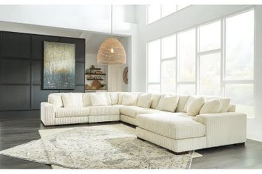 Ashley Lindyn Ivory 6-Piece RAF Chaise Sectional