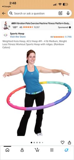 Weighted Hula Hoop, ACU Hoop 4M - 4 lb Medium, Weight Loss Fitness Workout Sports Hoop with ridges. (Rainbow Colors)