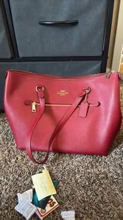 red coach bag