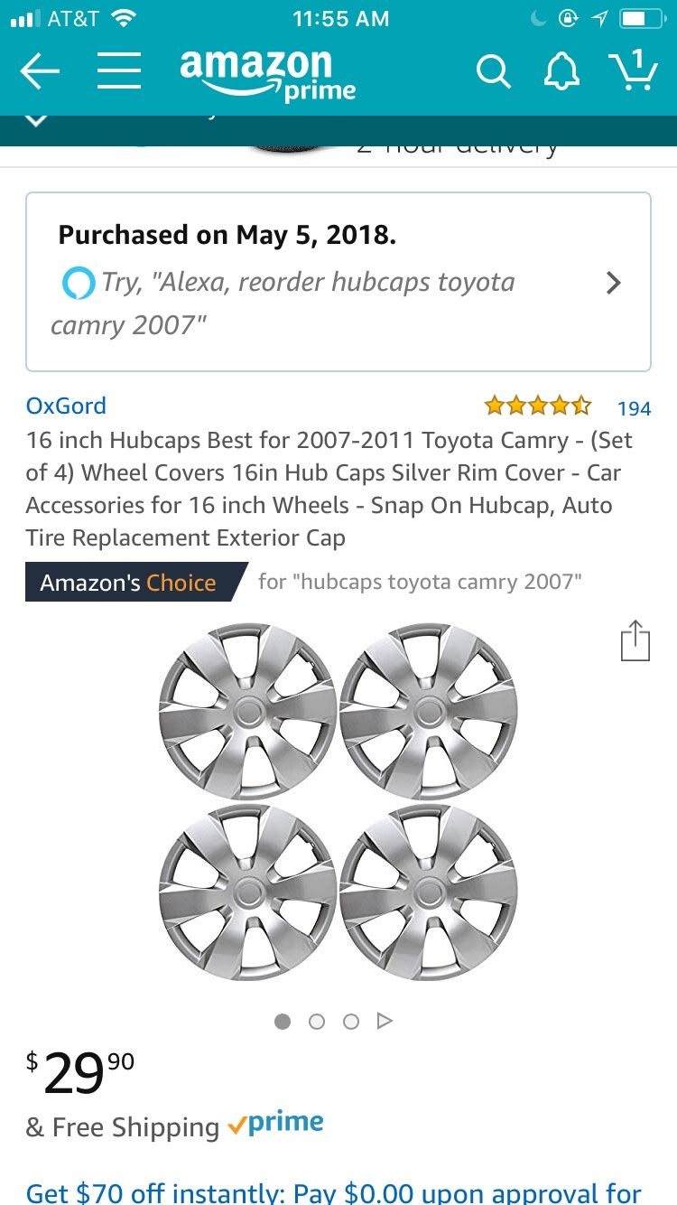 New Hubcaps fits Toyota Camry 2007-2011 and toyota stickers