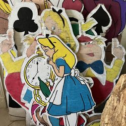 Alice In Wonderland Custom Handmade Party Wood Cutouts 