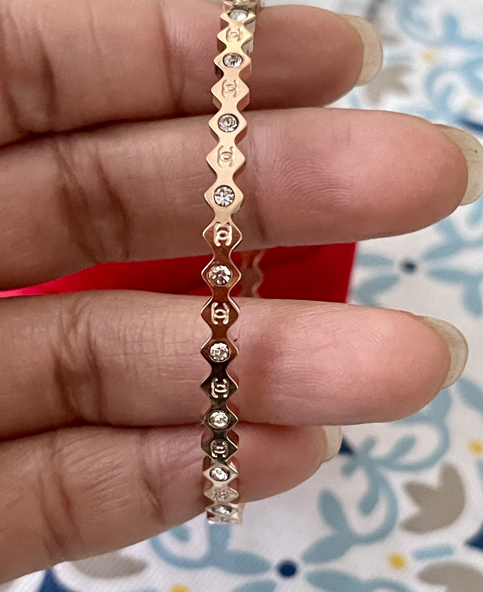 Double CC Openable Bangle Bracelet 