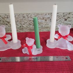 Glass bear Candle Holders