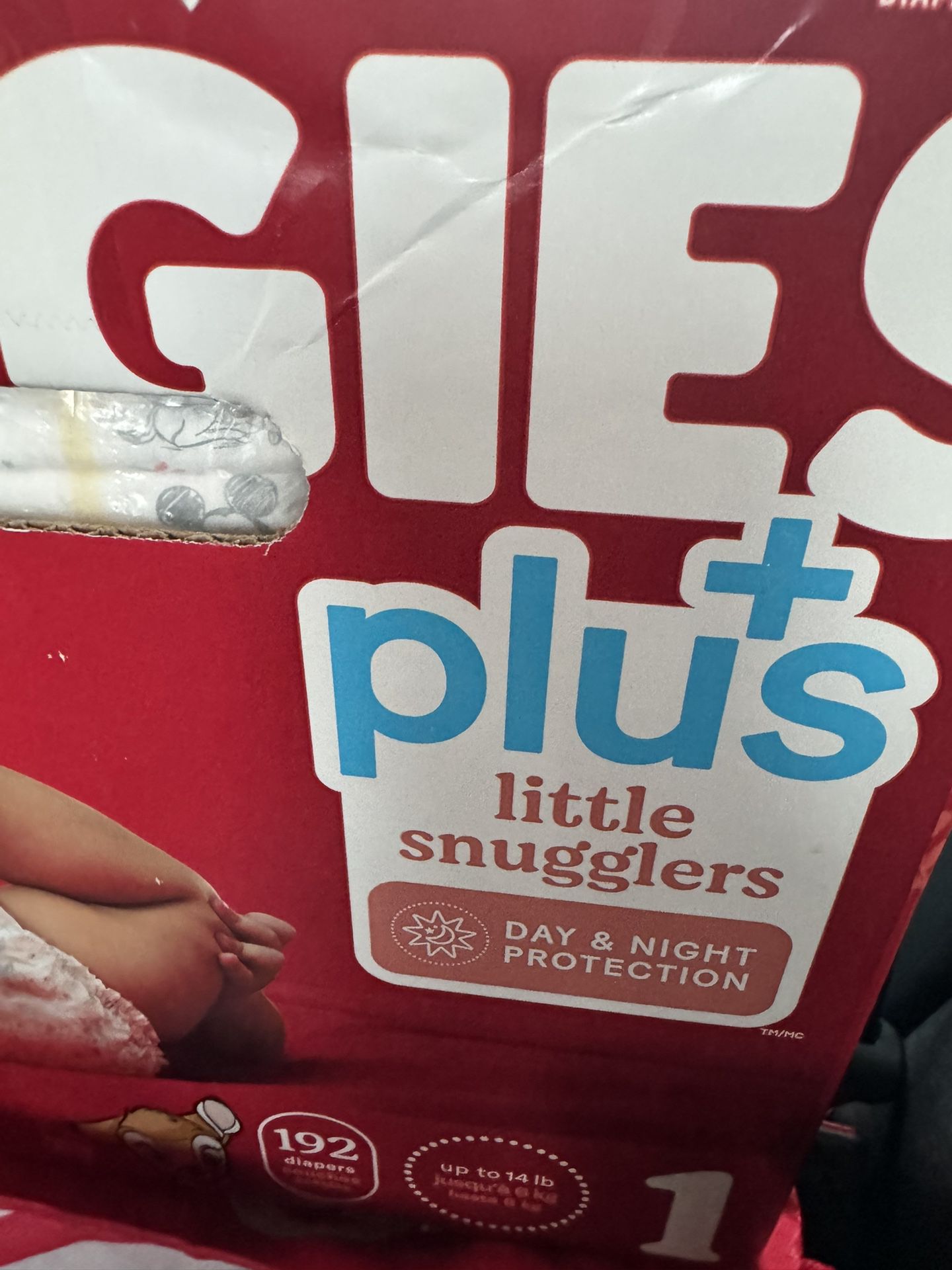 Huggies Plus 192 Ct Size 1 New Open Box  Little Snugglers  Girls 