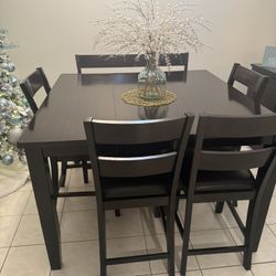 Bistro Dining Set w/ 4 Chairs And Bench and Server/Sideboard