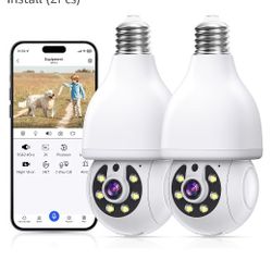 Light Bulb Security Cameras Wireless Outdoor 5g/2.4ghz WiFi, 2K HD Camera Surveillance Exterieur with Color Night Vision,Two Way Talk,Human Motion Sen