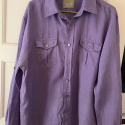Bruno New York Linen Camp Shirt Purple Mens Large: Pre-Loved❤️❤️