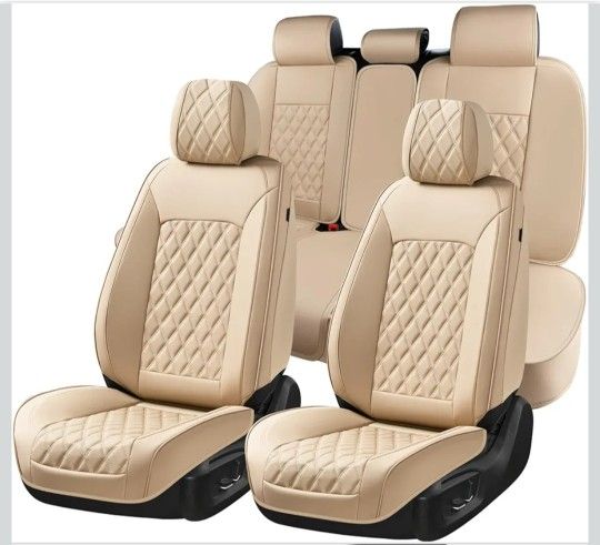 Tesla Model Y - Huidasource Beige Seat Covers, Car Seat Covers Front & Split Rear