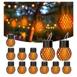 Solar Hanging Lantern Flame Lights for Outdoor Decoration. 12 pcs Pack
