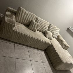 Taupe/Beige Upholstered Cloud Sectional Couch