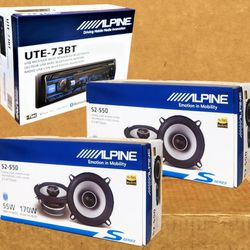 🚨 No Credit Needed 🚨 Alpine Single Din Stereo Bluetooth USB Aux EQ 5 1/4" 2-Sets Car Speakers Package 🚨 Payment Options Available 🚨 