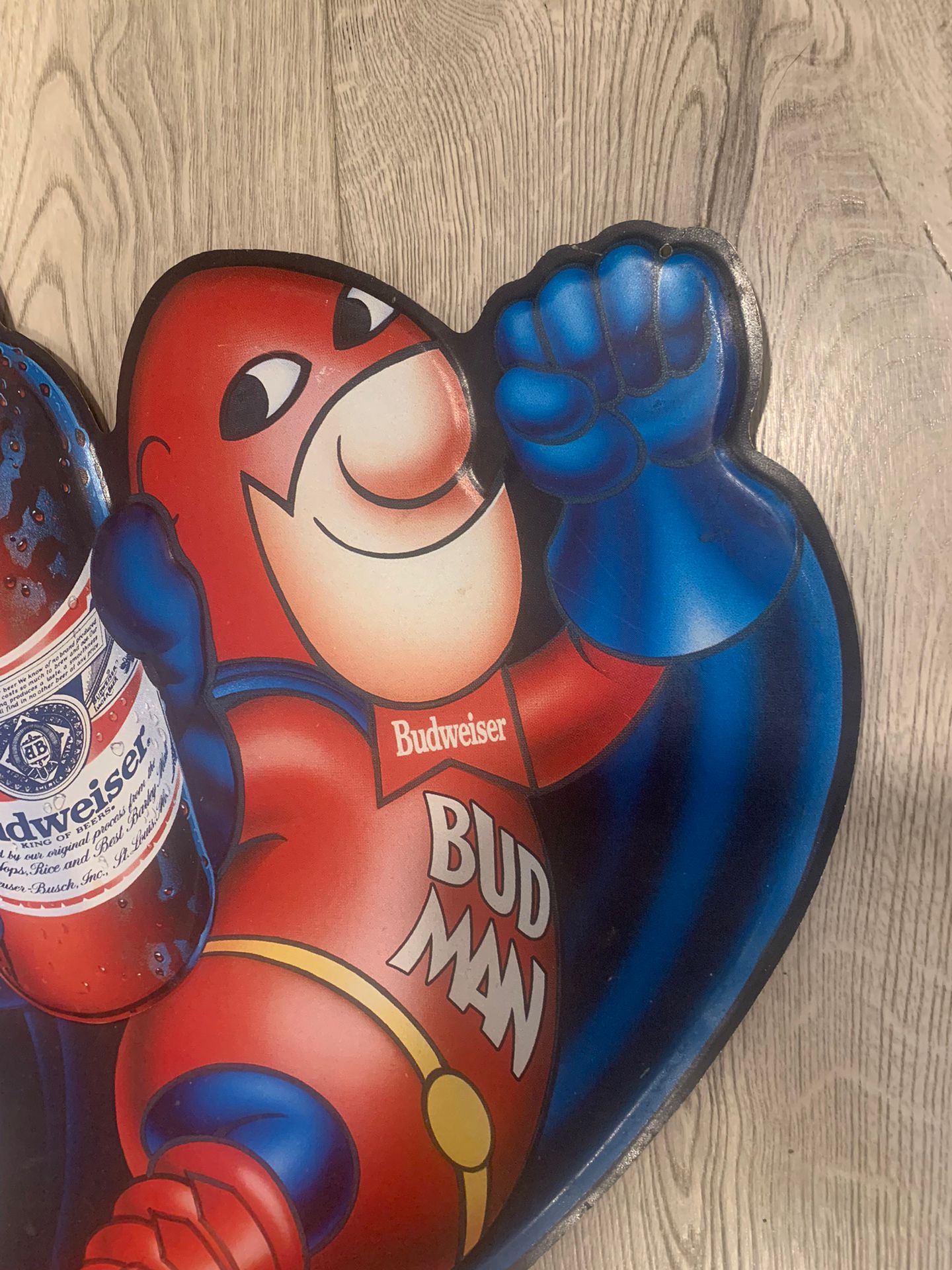 Vintage Bud Man Budweiser Beer Metal Sign 30.5x19