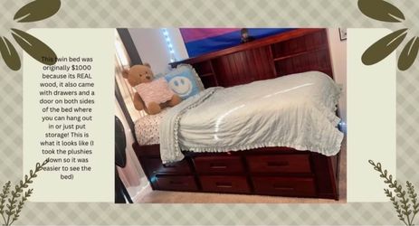 NEEDS TO GO ASAP || Twin bed with 6 drawers, book shelf, and storage at the bottom