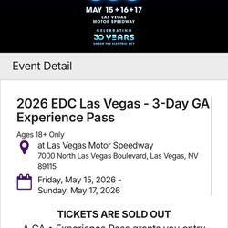 2x EDC 3-Day GA tickets 