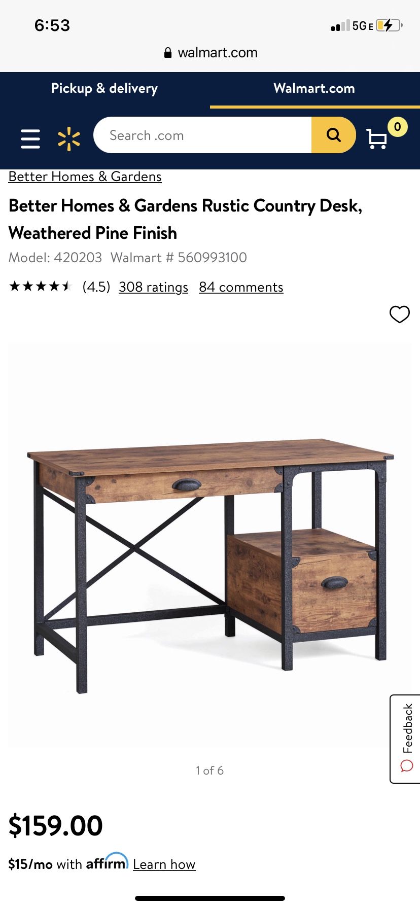 Better homes and gardens sale rustic country desk