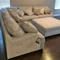 Natural White 3 Piece L Shaped Sectional Sofa 🔥 Showroom Available 