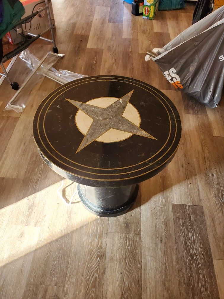 Mid Centry Compass Rose Side Table In Stone