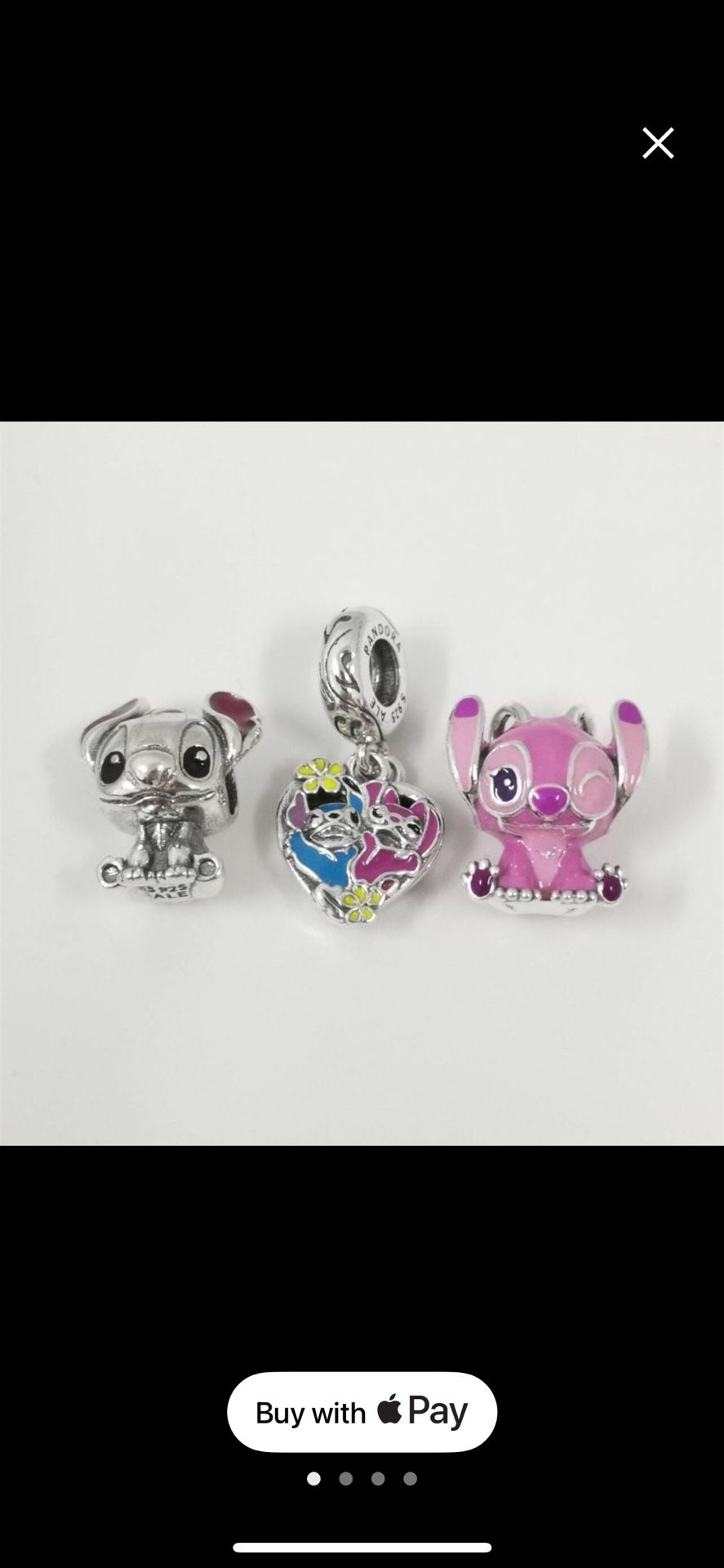 Pandora Stitch And Girlfriend Angel Charm 3Pcs Set