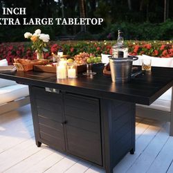 PIZZELLO 60-inch Propane Gas Stove Table - Outdoor Rectangular Aluminum Stove Table, 50,000 BTU Gas Stove, Includes Glass Beads and Waterproof Cover