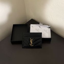 Yves Saint Laurent Black Leather Card Holder 