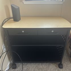 Mobile AV Cart With Locking Drawers And Wheels 