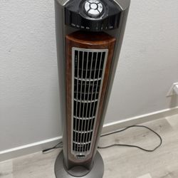Fan LASKO,  Wind Curve 42 In, 3 Speed Oscillating Tower With Fresh Air Ionizer , With Remote Controller, Gray, 