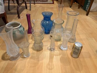 Mixed Glass Vase Lot – 13 Pieces