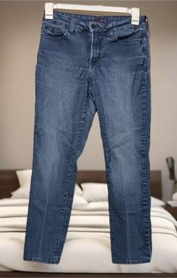NYDJ (X) Womens Marilyn Straight Leg Petite Denim Jeans 8P Blue Lift Tuck EUC