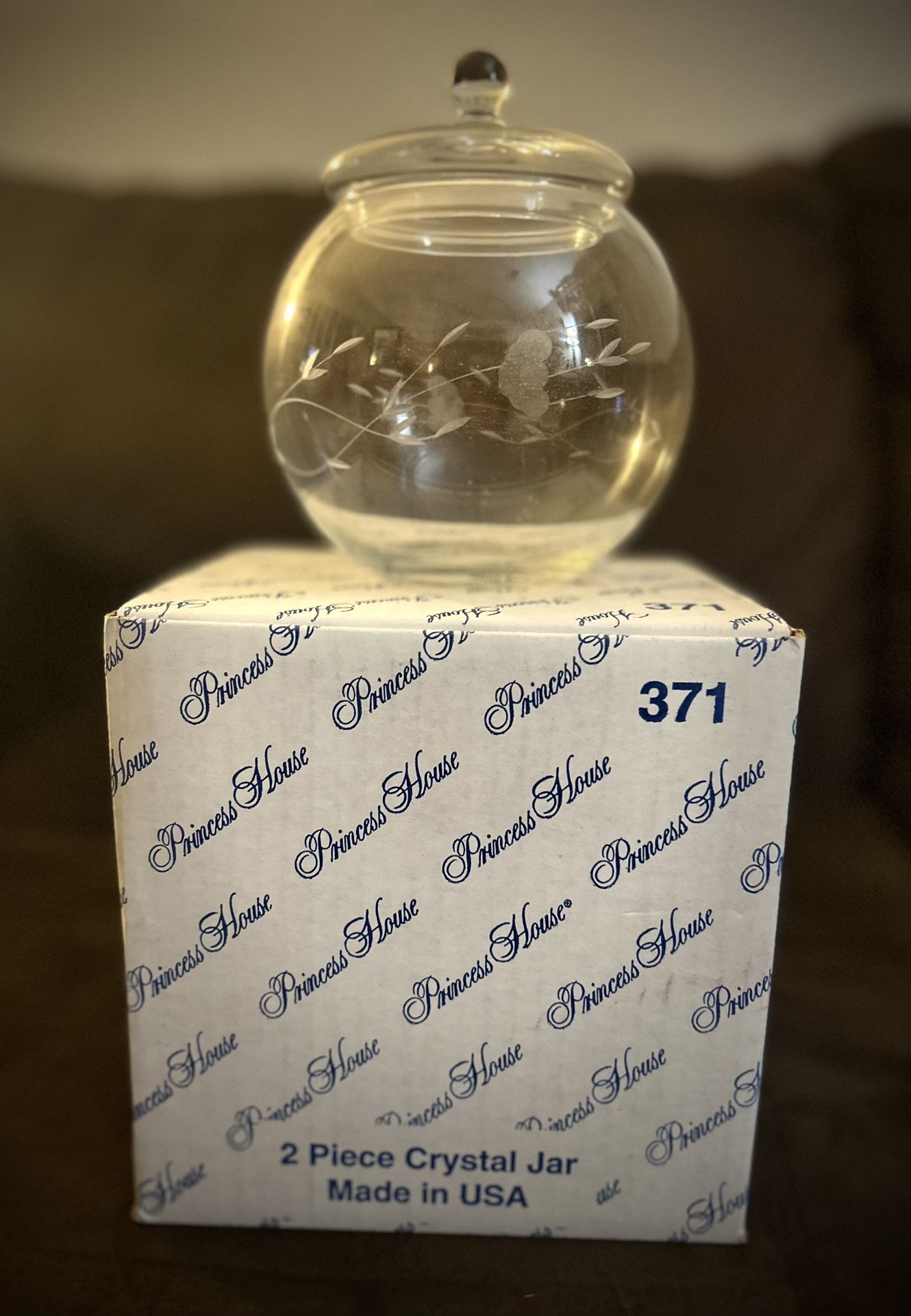 Princess House Heritage Collection #371 2 Piece Crystal Jar