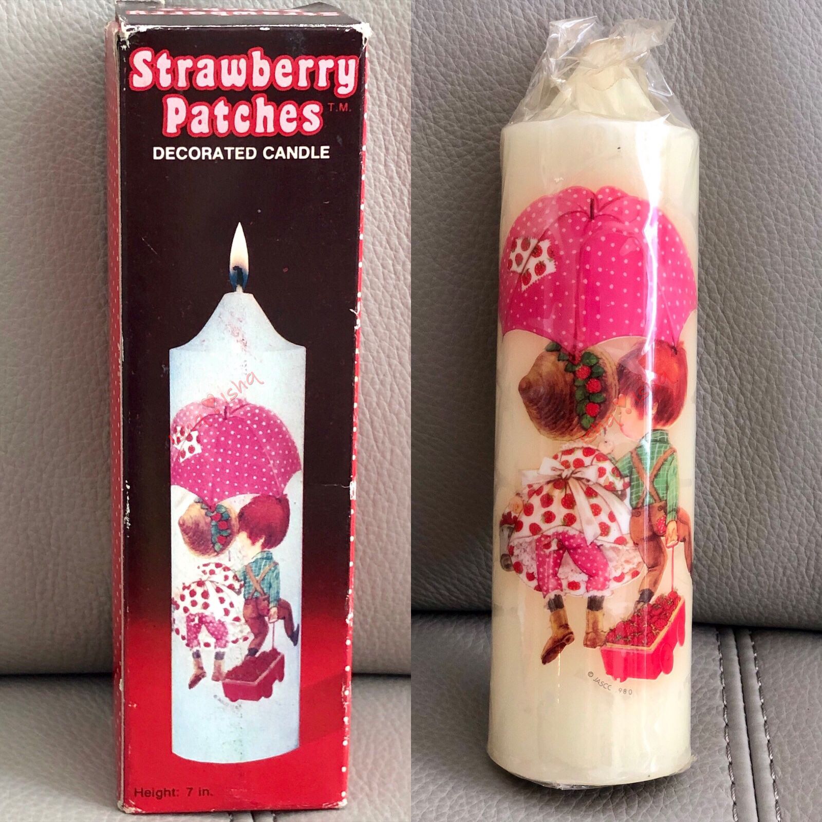 Vintage 1980-81 Jasco Strawberry Patches Decorative Candle 7" New in Package