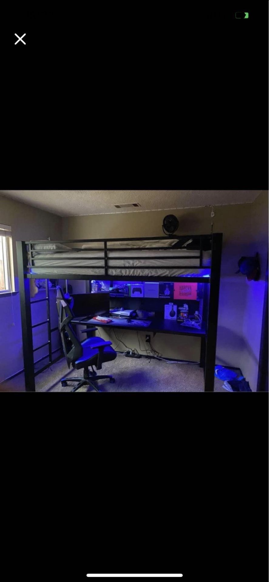 Full Size Loft Bed With Built In Desk N Mattress & dresser n more $450