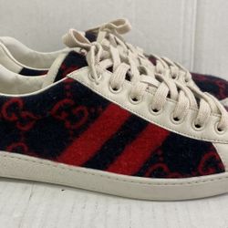 GUCCI Ace Web GG red monogram wool navy blue 8 G 8.5 US 42 EUR 548695