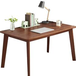 IOTXY Simple Wooden Writing Desk - Free Standing Modern PC Laptop Computer Workbench with Solid Wood Legs for Home Office, Music Live Desk, TV Table, 
