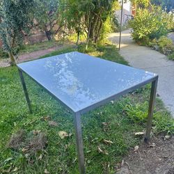 Large Heavy Duty Glass Dining Table Size Length 53", Width 33", Height 29"  