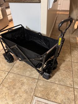VEVOR Extra Large Collapsible Garden Cart with Removable Canopy, Folding Wagon Utility Carts with Wheels and Rear Storage, Wagon Cart for Garden, Camp
