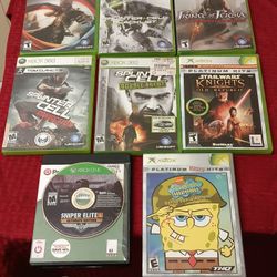 12 X BOX 360 games with headphones $40